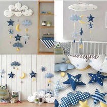 Nordic ins Korean creative wall decoration pendant bed bell children's room soft wall decoration Nordic wind cloud rocket