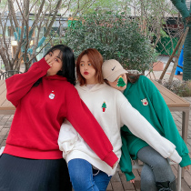 Large size 100% 2020 winter new Christmas sweater female fat mm loose round neck plus velvet hooded top