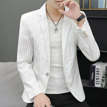 Suit mens ultra-thin mesh breathable sunscreen clothing 2021 summer new casual one-piece suit jacket clothing jacket
