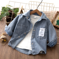 Childrens clothes boy Spring loaded jeans shirt 2022 new ocean gas baby thin jacket spring and autumn pure cotton blouse