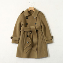 Male and female child woolen coat middle child 100% wool double-sided cashmere coat long 2021 autumn and winter New