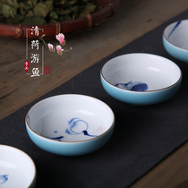  Mingjitang Jingdezhen Ceramic hand-painted Kung Fu Tea set Teacup Qinghe Youyu Puer Cup Tea Cup Tea cup