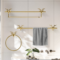 New Chinese light luxury style Nordic American all copper wall decoration towel rack adhesive hook model room bathroom pendant