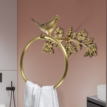 European American French Full copper bird wall decoration Towel Bath towel hook shelf Model room Bathroom pendant