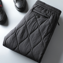 Thickened warm cotton sandwich car grid cold-proof waterproof fabric mens slim casual pants outside wearing cotton pants