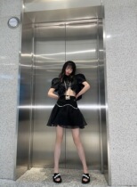Enna niche design 21 summer age reduction high waist pleated short skirt thin metal chain letter skirt