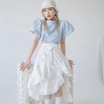 Enna niche design front and rear two-piece clothes irregular three-dimensional flower skirt suit women 2021 summer