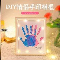 Homemade table for lovers handprint photo frame diy commemorative table ornaments exquisite meaningful wedding gift customization