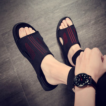 2021 new personality cool drag mens Vietnamese word drag summer sandals beach wear Korean version of the trend mens shoes youth