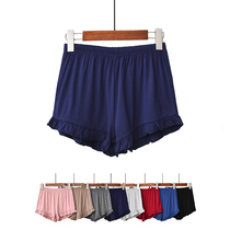 Thin-style sleeping pants female summer elastic Modale shorts LOTUS LEAF SIDE CASUAL SPORTS FITNESS PANTS