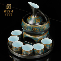 Porcelain art constant temperature wine Ware household ceramic rice wine dispenser Japanese wine set set white wine and sake hot pot