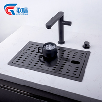Bar small sink with lid square middle island platform black nano commercial household single tank 304 stainless steel basin