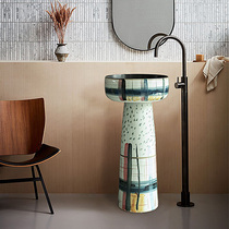 Pillar ceramic washbasin outdoor wash basin basin integrated courtyard floor-standing simple washbasin small apartment