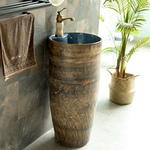  Washbasin Bathroom simple washbasin Ceramic column washbasin washbasin integrated balcony Hotel ceramics