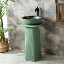 Morandi green outdoor hand wash face Basin Integrated toilet floor standing column pool courtyard balcony