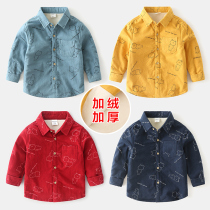Children's velvet shirt padded cotton baby coat foreign style winter new children's clothing boys long sleeve shirt Korean version