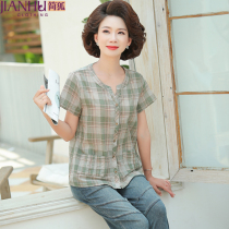 Mom summer dress loose short-sleeved two-piece set Middle-aged womens Western style 40-year-old casual base coat dress suit thin