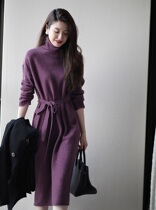 (Anti-seasonal cashmere) Autumn winter cashmere sweater knit dress long skirt over the knee thin cashmere base sweater skirt