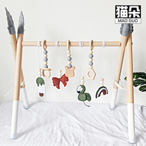 INS Wind childrens wooden fitness frame Nordic style ornaments newborn baby gift supplies turn over educational toys