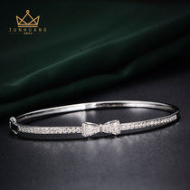 Handsome jewels 18K Platinum group inlaid butterfly knot round diamond bracelet sweet and rose gold true diamond bracelet woman
