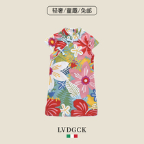 Cheongsam girl 2021 New Italian LVDGCK baby skirt national tide wind children cheongsam summer Chinese style