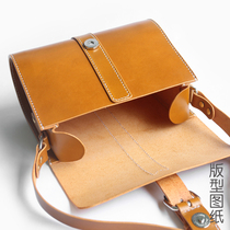 Handmade leather drawings vegetable tanned leather satchel version shoulder bag paper grid leather DIY bag paper pattern