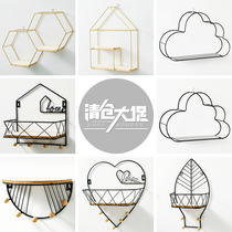 (Clearance processing is not sold out) Wall decoration rack free of punching living room background wall wrought iron wall Wall