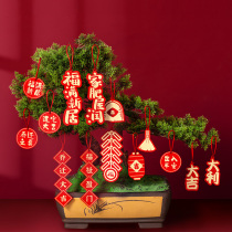 National Day relocation happy new home decoration bonsai decoration small blessing character pendant new home small red lantern hair fortune tree hanging ornaments