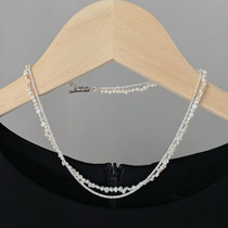 2023 New in Shrink Silver Baroque Natural Pearl Shift 925 Pure Silver Chain Double Necklace Temperance Chain