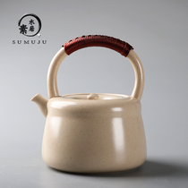 Soda glaze Teapot White mud tea maker Electric pottery stove Large pottery pot Japanese tea household kettle Kung Fu tea set