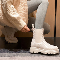 2021 Winter new fur integrated snow ground boots female non-slip warm plus suede thickened Chelsea cotton shoes short boots