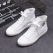 Autumn white high-top shoes mens leather casual boots mens inner high board shoes Korean version of the trend of small white shoes
