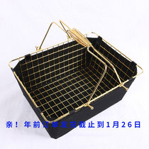 Liyu supermarket metal shopping basket cosmetics shop steel basket convenience store KTV portable basket large gold direct sales