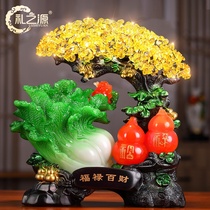 Li Zhiyuan opened the wealth gift Fu Lu Baicai gourd ornaments Crystal lucky tree cabbage housewarming new home gift