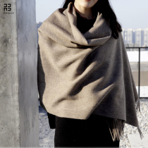 Runsilk Korean version of thick wool scarf warm shawl with black spring and autumn winter womens dual use solid color collar