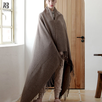Moisturizing extra-large lamb wool shawl cape female spring autumn winter spell curry color herringbone thick blanket multifunctional cloak
