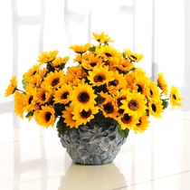 Sunflower simulation fake flower ornaments resin vase flower arrangement potted living room table refrigerator decoration flower decoration