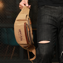 Mobile Phone Pocket Canvas Backpack Female Multifunction Large Capacity Sports Casual Single Shoulder Chest Bag Sloped Satchel Bag abrasion resistant