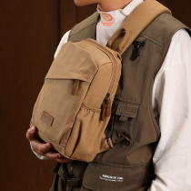 Male And Female Slanted Satchel Casual Mens Bag Multifunction Chest Bag Single Shoulder Bag Canvas Backpack Tide Card Retro Student Brief