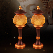 Buddha front copper electric supply lamp glazed Buddha supply lamp led colorful lotus lamp household plug-in Guanyin long light lotus lamp