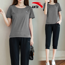 Anta suit womens summer new quick-drying short-sleeved T-shirt shorts three-point pants large size fitness two-piece sportswear
