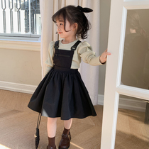 Korean childrens clothing 2021 Spring and Autumn New Girl dress big childrens baby strap skirt thin foreign style skirt
