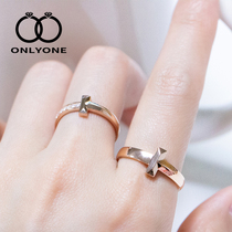 ONLYONE jewelry 18k gold diamond ring female T-shaped row ring true diamond ring Wedding couple diamond ring