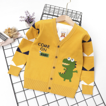 Boy cardiovert jacket autumn winter 2021 new children cartoon small dinosaur sweaters sweaters Korean version of the Korean version Chaochio