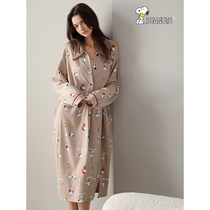 Beiyan Snoopy pajamas female spring and autumn long-sleeved sexy night dress cute cartoon girl soft cotton home clothes