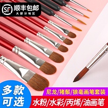 Gouache watercolor oil brush set acrylic pigment nylon Hook pen board brush wolf brush fan