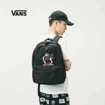 Vans official black fun pattern mens and womens couple backpack artist collaboration