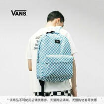 Vans official milk blue classic LOGO checkerboard mens and womens couple backpack