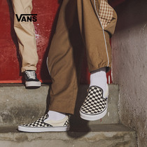 Vans official black and white checkerboard pedal mens shoes womens shoes Slip-On low-top tide canvas shoes