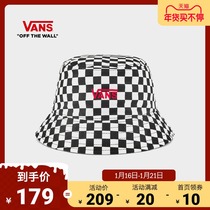 (New Years gift) Vans Fans official black and white checkerboard tide cool male and female couple fishermans hat